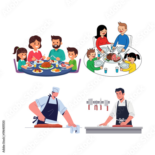 Celebrating Eid al-Adha Family Dinner and Festive Meat Preparation Traditions