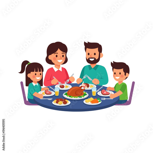 Family enjoying a festive Eid al-Adha dinner, sharing joy and togetherness