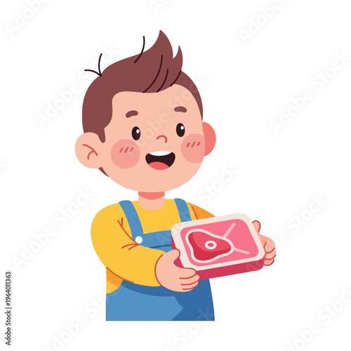 Boy Holding Meat Package - Celebrating Eid al-Adha with Tradition