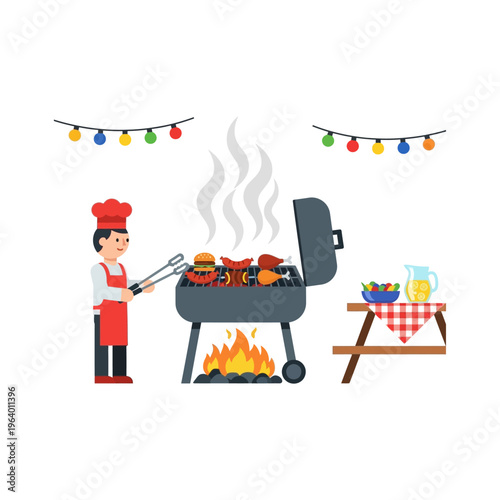 Eid al-Adha celebration with family barbecue and delicious grilled food