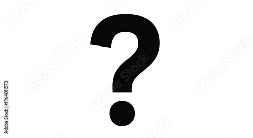 A stark black question mark is prominently displayed against a clean bright white background symbolizing inquiry high quality professional detailed modern