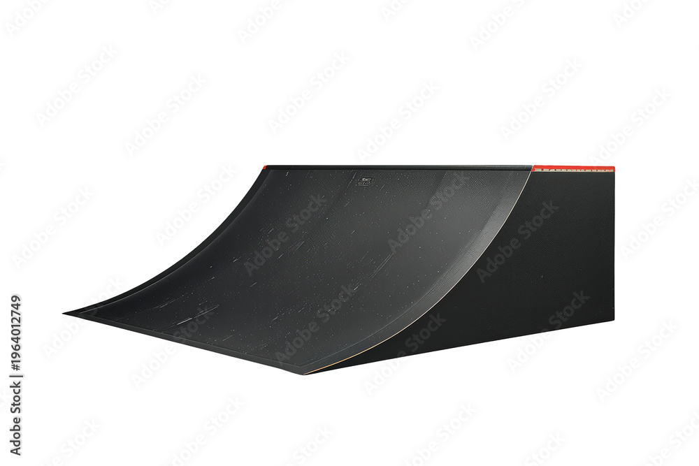 Fototapeta premium Skateboarding quarter pipe ramp isolated on transparent background for extreme sports and freestyle stunts