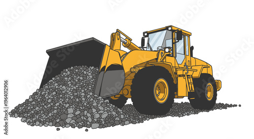 Heavy duty yellow construction loader machine.