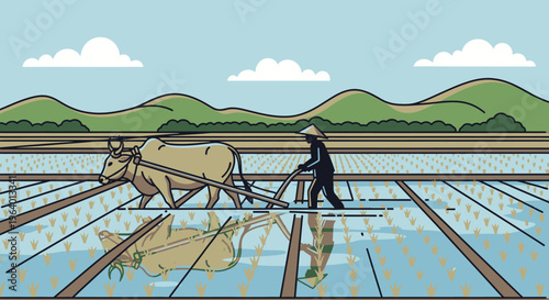 Man plowing field with oxen slowly 2.