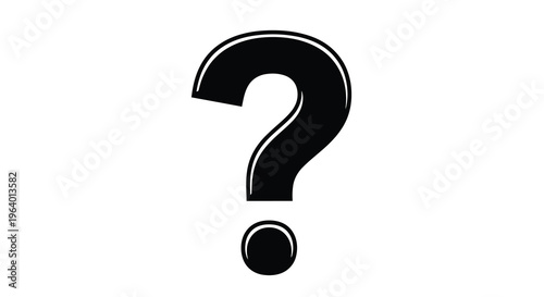 A stark black question mark dominates a white background prompting curiosity and symbolizing uncertainty or inquiry high quality professional detailed modern
