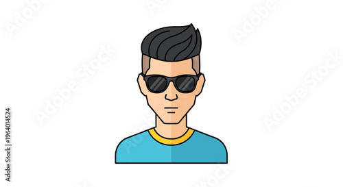 Cool modern avatar illustration of a young man with sunglasses and stylish haircut for social media profiles and digital design