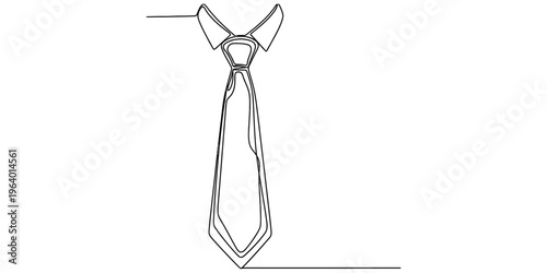 A continuous line drawing of a necktie and collar representing formal corporate business attire