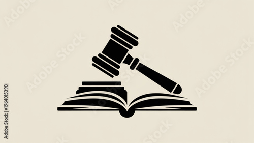 Law and justice concept with gavel on open book symbolizing legal judgment and authority in a courtroom setting