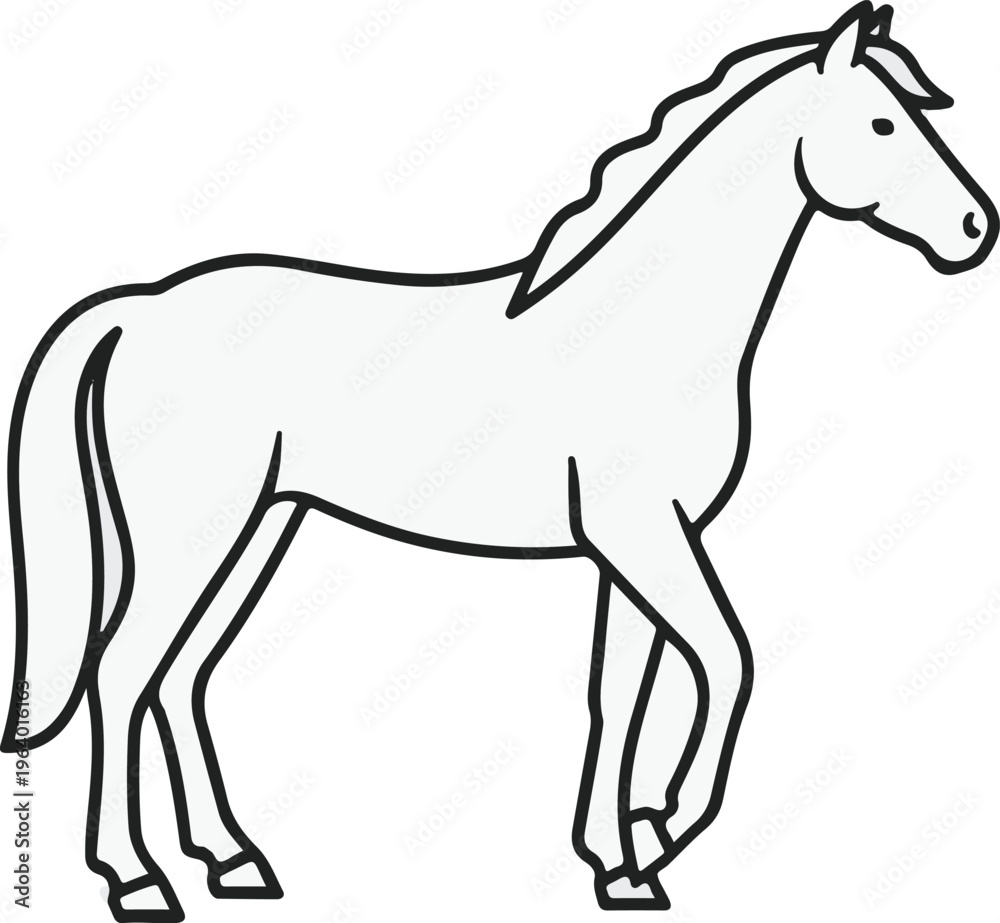 Obraz premium Horse Full Body Line Icon – Equine Farm Animal Outline Vector Illustration