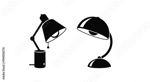 Vector illustration of set of two different modern desk lamps