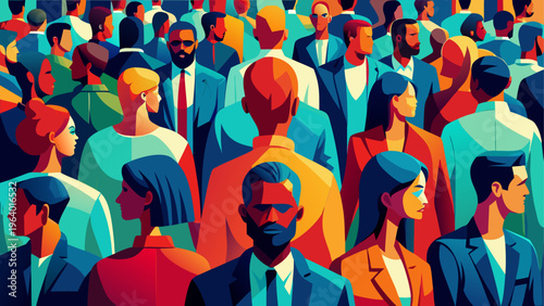 A crowd of people in business attire