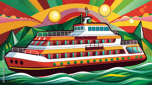 A large cruise ship sailing through the water