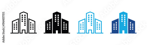 Office building icon for business and corporate company. Commercial real estate symbol of headquarters enterprise organization and urban architecture, vector illustration design