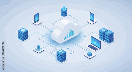 cloud computing, server network, data storage, cloud server, isometric cloud, technology network, cloud infrastructure, data center, hosting, cloud technology, server icons, network icons, digital sto