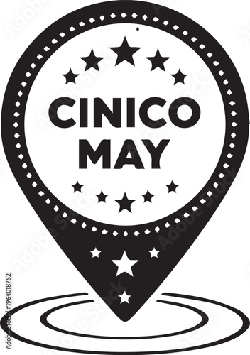 Cinico may logo with map pin and stars