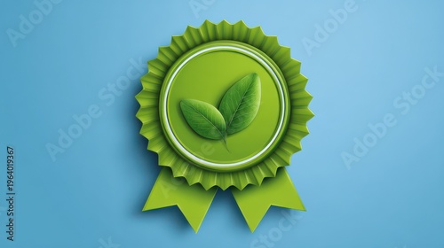 green background green certification label on a blue background