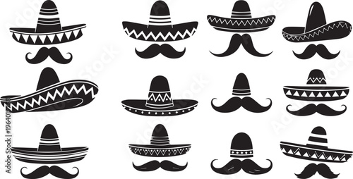 Sombrero and mustache illustrations