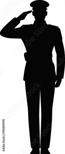 Military Salute Silhouette Vector Illustration