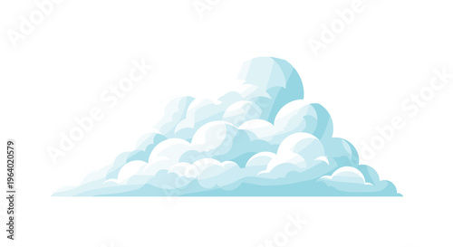 Fluffy blue and white cumulus cloud illustration with many soft layers representing sunny weather, atmosphere, and nature for sky designs.