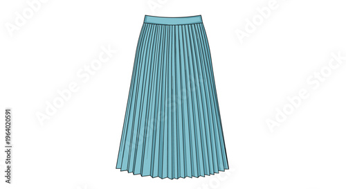 Stylish light blue pleated midi skirt for women used as a fashion apparel item for casual, office, or formal clothing outfit designs.