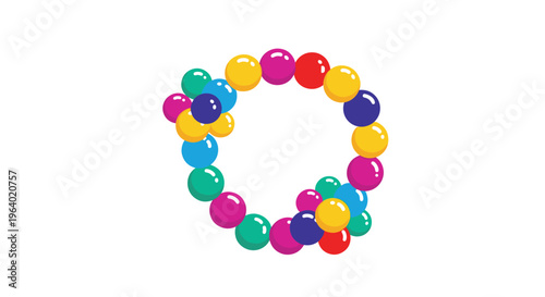 Festive circular wreath made from colorful balloons in various sizes creates a joyful atmosphere for party celebrations.