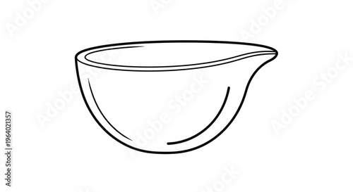Simple white ceramic bowl or mortar piece of laboratory equipment or kitchenware for mixing and preparing substances.