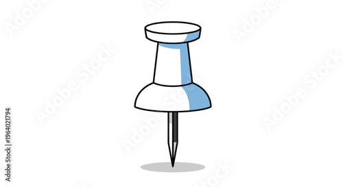 Simple white push pin or thumbtack tool used for pinning documents to a bulletin board or marking map locations.