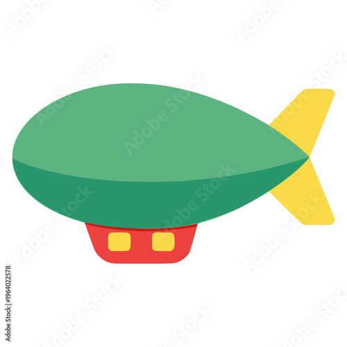 zeppelin balloon air transportation technology flat color vector illustration template design
