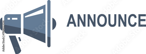 Megaphone icon with announce text illustration