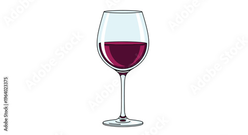 Elegant glass of red wine partially filled against a white background for dining, celebration, and luxury lifestyle themes.