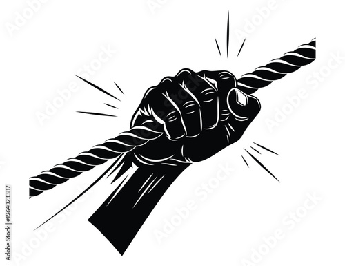 Strong Hand Holding Rope Vector Illustration  Concept of Strength