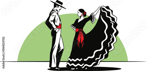 Vintage spanish dance illustration