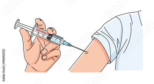 Vector illustration of a person receiving an intramuscular injection, showcasing the process of vaccination and medical treatment for health