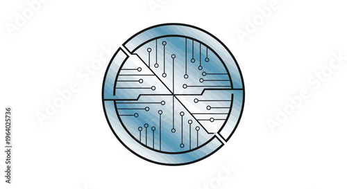 Blue and white circular circuit board.