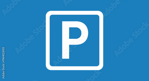 Standard blue parking sign with a large white letter P indicates a designated area for vehicles to park on a public street.