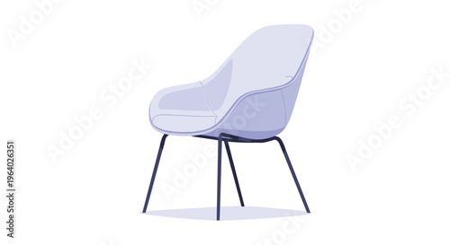 Minimalist modern white chair with sleek black metal legs offers a clean and contemporary furniture design for home or office.