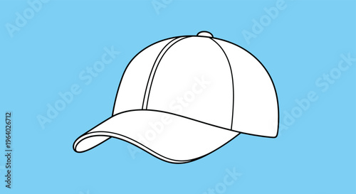 Simple white baseball cap with a curved brim is displayed against a bright blue background in a clean and casual style.