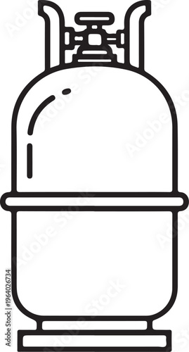 Gas cylinder tank vector icon, industrial container for liquefied petroleum gas (LPG), isolated on blank transparent background, outline design.