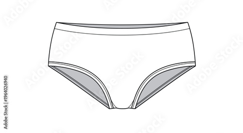 Comfortable white cotton briefs for women featuring a high-waisted design and soft elastic waistband shown in a technical drawing style.