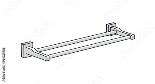 Double towel bar made of polished metal in a simple modern design for bathroom organization and home interior hardware projects.