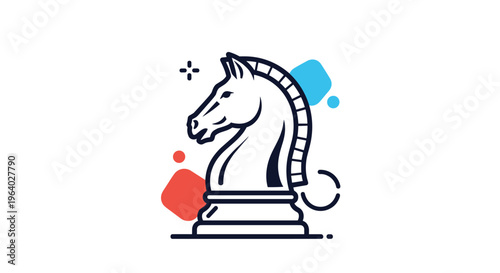 Stylized chess knight piece stands on a platform, symbolizing strategic thinking, move planning, and intellectual challenge in games of skill.