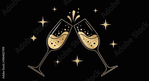 Champagne Glasses Celebrating Happy Moment.