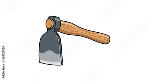 Handheld garden hoe with a polished wooden handle and dark metal blade is used for tilling soil and maintaining agricultural garden beds.