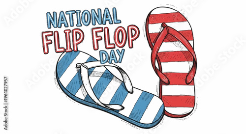 National Flip Flop Day, flip flops, sandals, summer footwear, vector icons