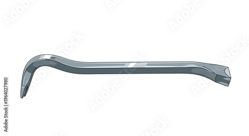 Heavy duty steel crowbar with a curved pry end serves as a powerful manual tool for demolition, construction, and mechanical repair work.