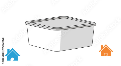 White plastic food storage container with a grey airtight lid designed for kitchen organization and meal preparation.