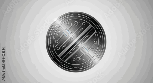 Close up of metal coin surface.