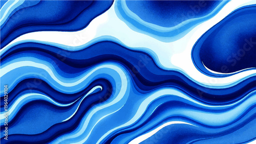 Vector Abstract blue waves swirl in ocean with elegant contours which represents fluidity and motion evokes calming and soothing visuals 