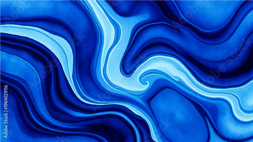 Vector Abstract water texture flow vivid and dynamic with blue swirls and curves convey serenity, aquatic, smooth feeling and artistic, fluid motion of liquid and mesmerizing forms appear.