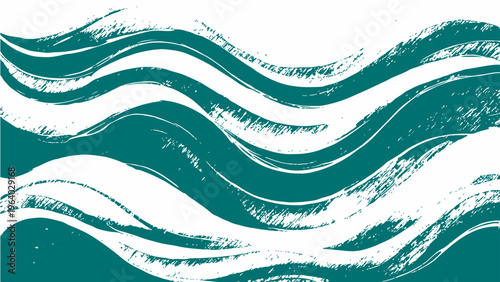 Vector Abstract turquoise strokes create undulating pattern of dynamic waves or fluid motion represents artistic elegance, oceanic essence and design impact
